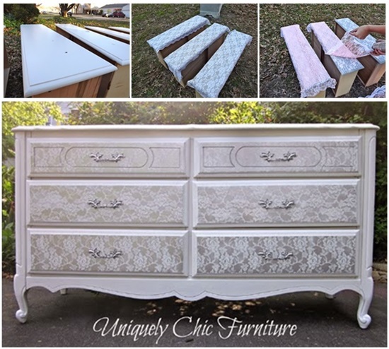 DIY Fefurbish Old Furniture with Lace and Spray Paint