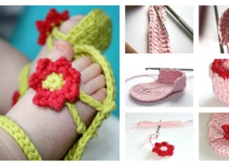 DIY Crochet Flower Power Baby Sandals