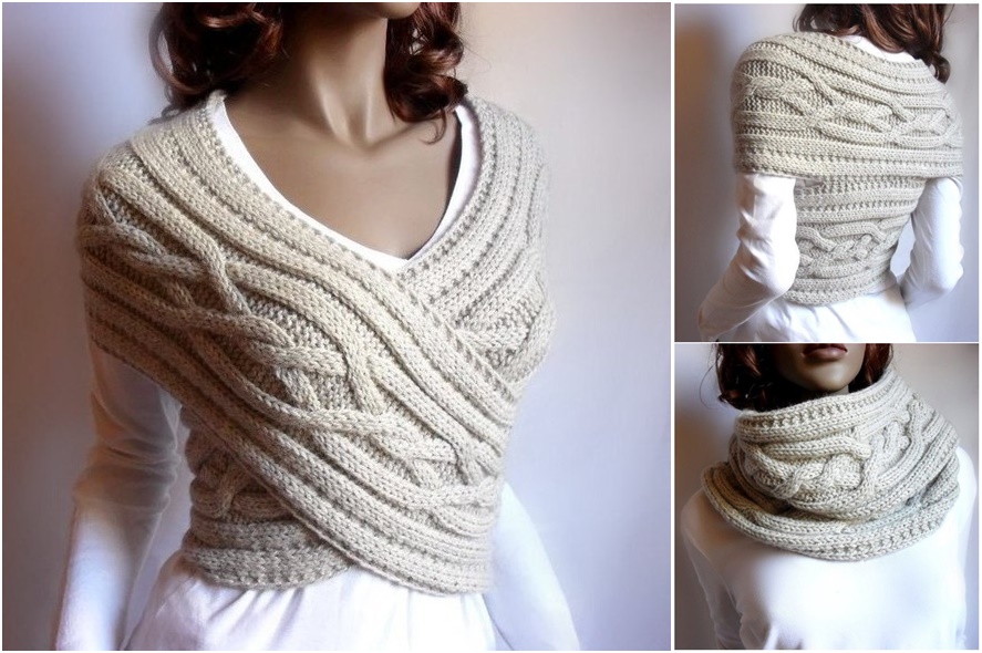 DIY Chic Cable Knit Cowl and Sweater in One