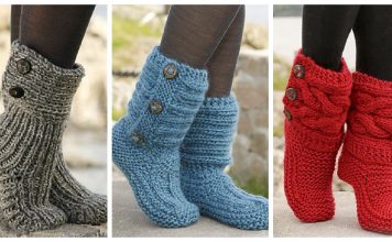 DIY 8 Knitted & Crochet Slipper Boots Free Patterns