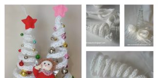 DIY French Knitting Christmas Tree Shaped Ornaments