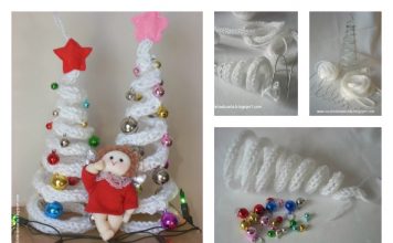 DIY French Knitting Christmas Tree Shaped Ornaments