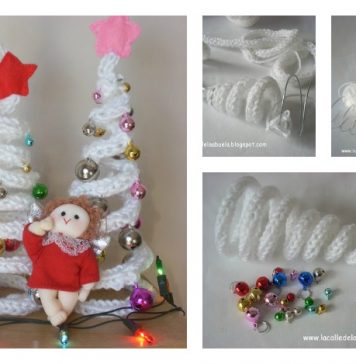 DIY French Knitting Christmas Tree Shaped Ornaments