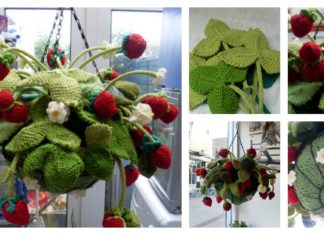 Knitting Hanging Strawberry Basket with Free Pattern