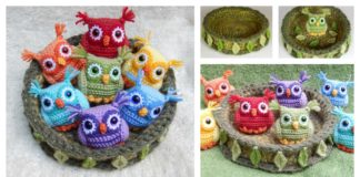 Crochet Nesting Rainbow Owls with Free Pattern