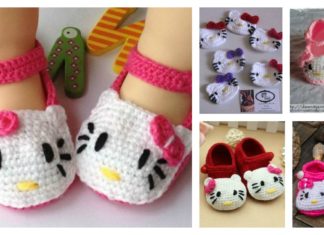 Crochet Hello Kitty Booties with Pattern