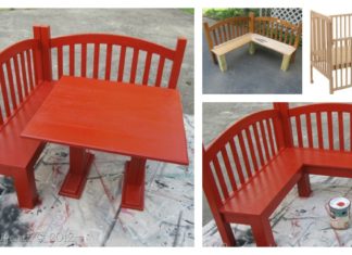 DIY Kids Corner Bench and Table Set -Upcycled Crib Idea