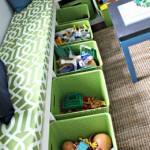 Storage bins are a good idea to store toys and other items that are used regularly.