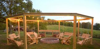 Pergola and Fire Pit with Swings