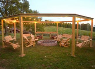 Pergola and Fire Pit with Swings