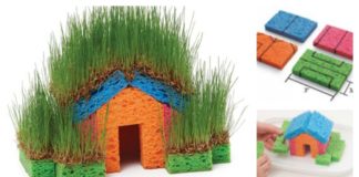 DIY Mini Grass Houses with Sponge for KidsDIY Mini Grass Houses with Sponge for Kids