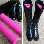 Use pool noodles or rolled up magazines to stand boots upright in your closet