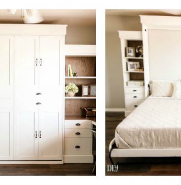 DIY Modern Farmhouse Murphy Bed with Bookcase