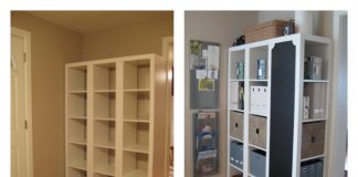 DIY Command Center with storage and Chalkboard -- IKEA Expedit Hack