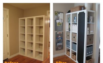 DIY Command Center with storage and Chalkboard -- IKEA Expedit Hack