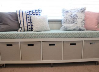 Bookcase to No-Sew Window Bench with Storages - IKEA hack