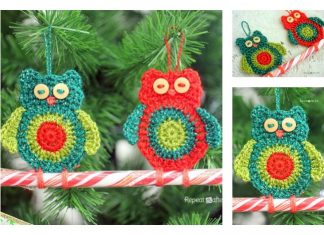 Crochet Owl Candy Cane Ornament Free Pattern