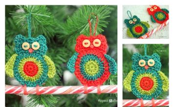 Crochet Owl Candy Cane Ornament Free Pattern