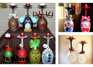 DIY Christmas Wine Glasses Candle Holders