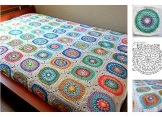 Large Circle in Square Blanket Free Crochet Pattern