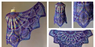 Pineapple Peacock Shawl Free Crochet Pattern