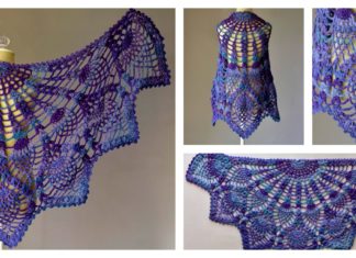 Pineapple Peacock Shawl Free Crochet Pattern