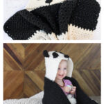 Panda Hooded Baby Afghan Free Crochet Pattern
