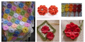 Crochet 3D Flower Granny Square Baby Blanket