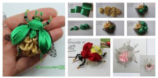 DIY Unique Kanzashi Beetle Made From Satin Ribbon