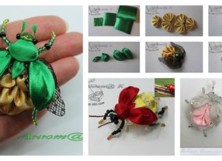 DIY Unique Kanzashi Beetle Made From Satin Ribbon
