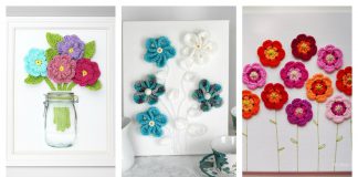 Free Flower 3D Wall Art Crochet Patterns