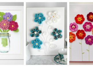 Free Flower 3D Wall Art Crochet Patterns