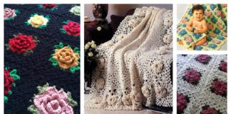 Crochet Rose Granny Square Afghan Free PatternsCrochet Rose Granny Square Afghan Free Patterns