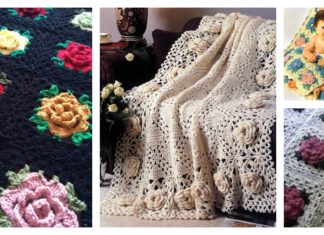 Crochet Rose Granny Square Afghan Free PatternsCrochet Rose Granny Square Afghan Free Patterns
