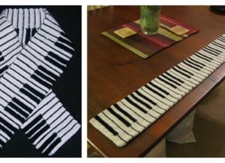 Piano Keyboard Crochet Knitting Scarf Free Pattern