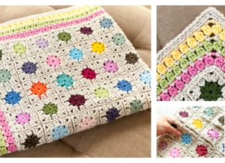 Cluster Burst Afghan Blanket Free Crochet Pattern