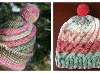 Swirled Ski Cap with Pom Pom Free Knitting Pattern