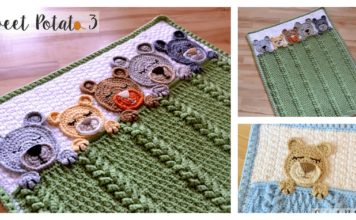 Sleep Tight Teddy Bear Baby Blanket Crochet Pattern