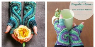 Pieces of Eight Fingerless Gloves Free Knitting and Crochet Pattern