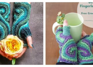 Pieces of Eight Fingerless Gloves Free Knitting and Crochet Pattern