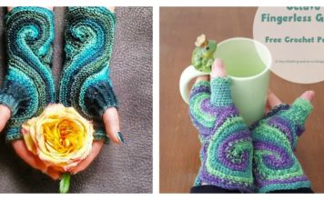 Pieces of Eight Fingerless Gloves Free Knitting and Crochet Pattern