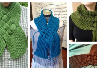 Celtic Knot Looped Scarf Free Knitting Pattern