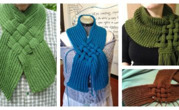 Celtic Knot Looped Scarf Free Knitting Pattern