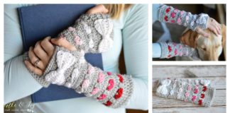 Puppy Love Heart Fingerless Arm Warmers Free Crochet Pattern