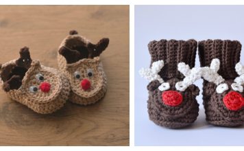 Reindeer Baby Booties Free Crochet Pattern and Video Tutorial