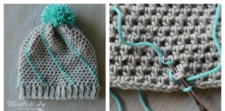 Easy Crochet Diagonal Hatch Slouchy Hat Free Pattern