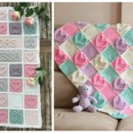 Heart Bubble Stitch Baby Blanket Free Crochet Patterns