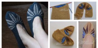 Leaf Motif Slippers Free Knitting Pattern