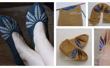 Leaf Motif Slippers Free Knitting Pattern