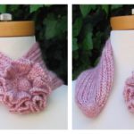 Self-Fastening Flower Scarf Free Knitting Pattern